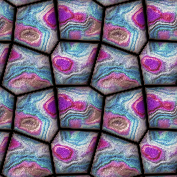핑크, 블루와 화이트의 패턴 층 다각형 돌 원활한 3d 구호 — 스톡 사진