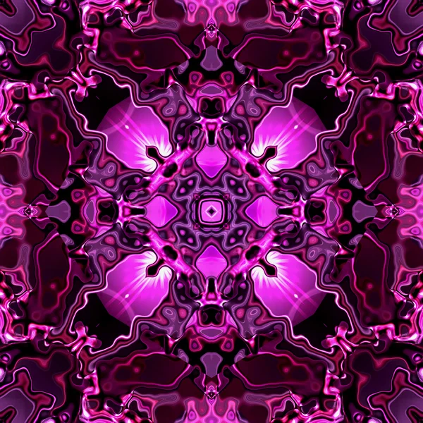 Absztrakt zökkenőmentes Kaleidoszkóp minta rózsaszín izzó díszítő motívumok — Stock Fotó