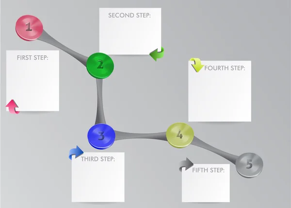 Infografik Schritt für Schritt Vorlage mit Buttons — Stockvektor