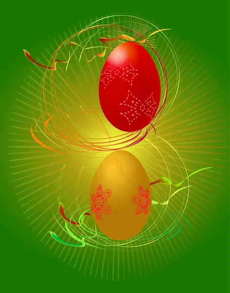 Œufs de Pâques aux rayons lumineux — Image vectorielle