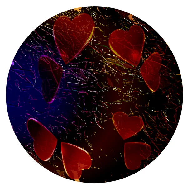 Cœurs abstraits de planète avec effet tourbillonnant — Image vectorielle
