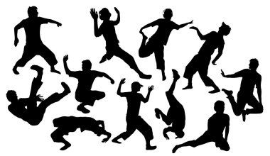 Bir çocuğun break ve sokak dansı dans siluetleri