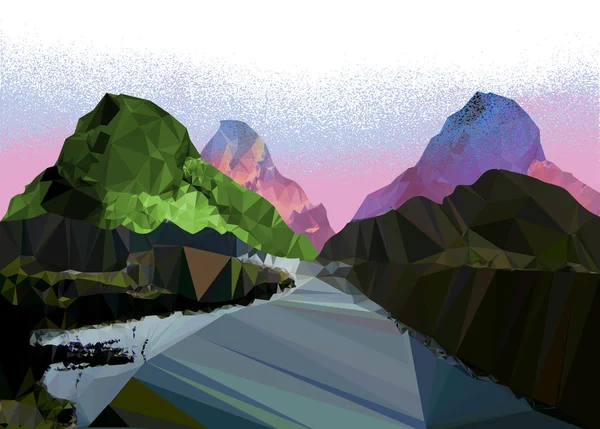 Puslu dağ manzarası çokgen bir yol ile