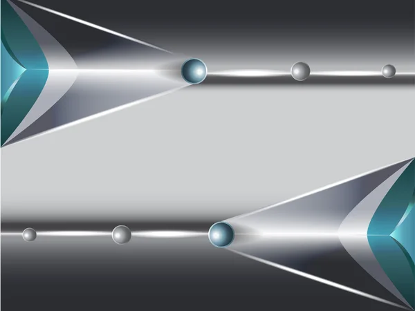 Fond technologique abstrait avec des flèches argentées et vertes — Image vectorielle