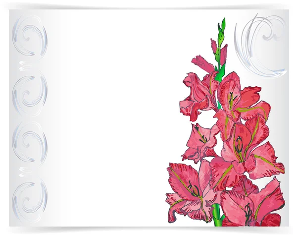 老式卡与装饰图案和粉红色的花 — 图库矢量图片