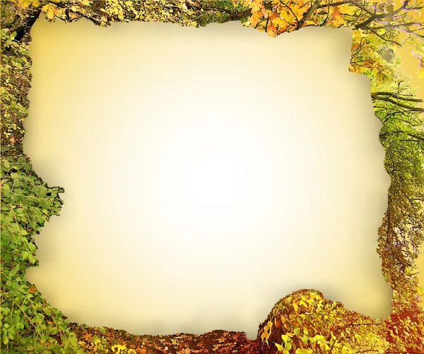 カラフルな葉から引き裂かれたビンテージ フレーム — ストックベクタ