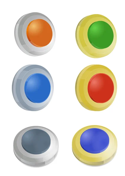 वेब डिजाइन और इन्फोग्राफिक के लिए रंगीन 3 डी बटनों का सेट — स्टॉक वेक्टर