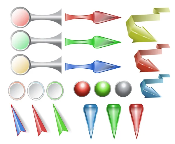 Set bunter Tasten und Pfeile für Website und Infografik — Stockvektor