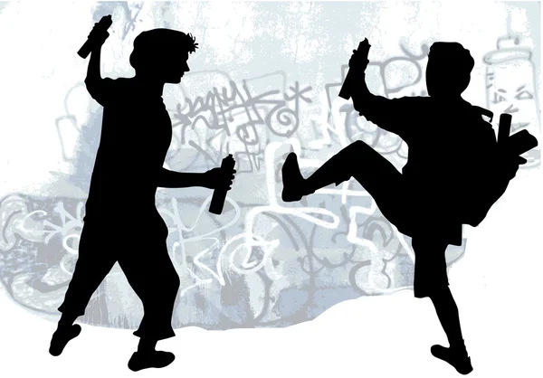 Grafiti çizim yakalayıcıyı siluetleri