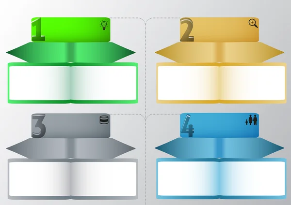 Set di quattro banner infografici con icone e numeri — Vettoriale Stock