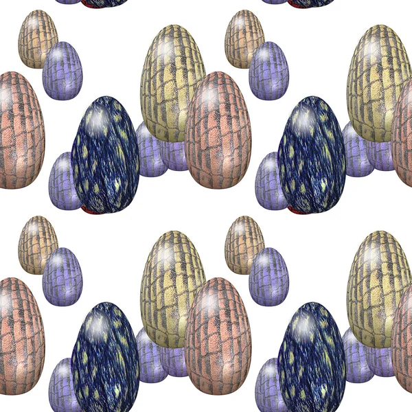 Seamless Easter pattern with striped yellow, pink, violet and blue eggs — Stock Photo, Image