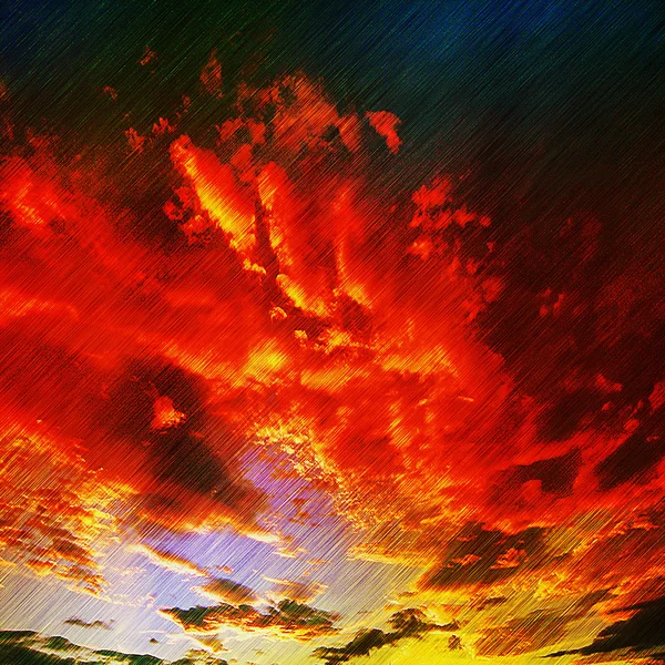 Naturliga bakgrunden med röd storm moln och solsken — Stockfoto
