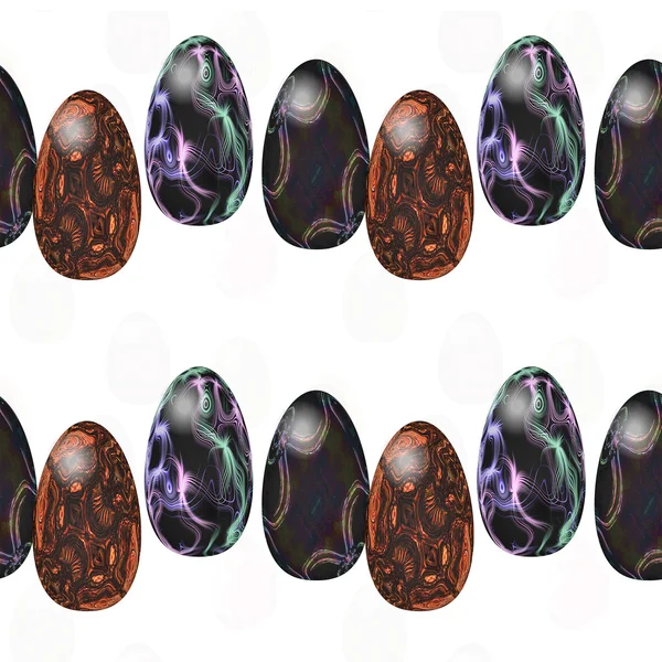 Naadloze Pasen patroon met donkere gloeiende eieren — Stockfoto