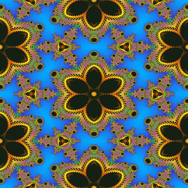 Parlak siyah ve sarı çiçek desenle soyut fraktal