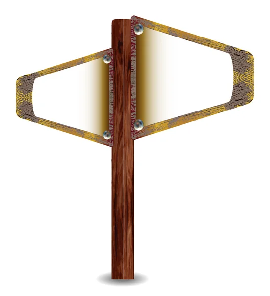 Dřevěná grunge rozcestník kovové nýty — Stockový vektor