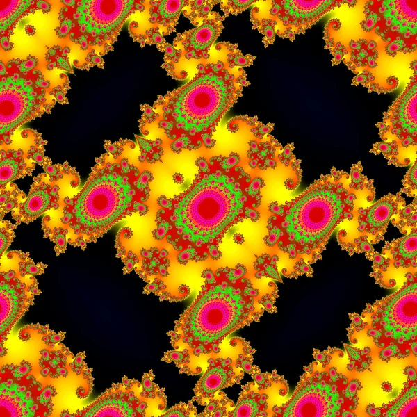 Αφηρημένη fractal μοτίβο με κόκκινο στυλιζαρισμένα λουλούδια σε διακοσμητικό φόντο — Φωτογραφία Αρχείου