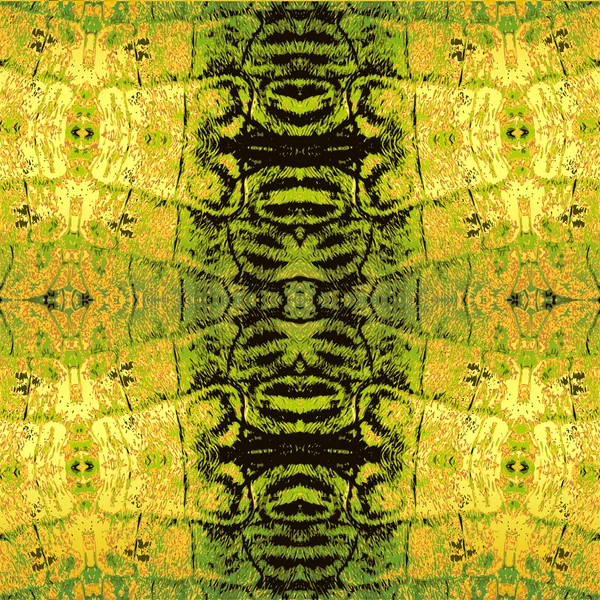 Patrón ondulado abstracto dorado, verde y negro con piel de reptil estilizada — Vector de stock