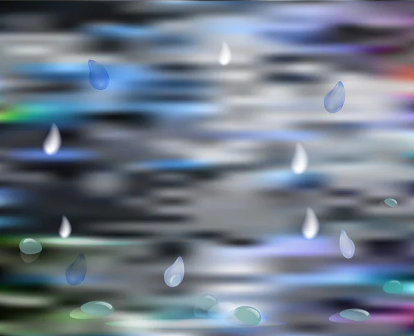 Fondo abstracto parecido a un charco de agua con gotas de lluvia — Vector de stock