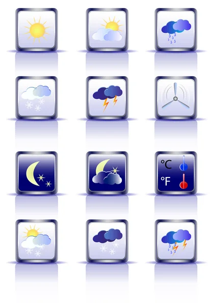 Set of weather square icons on a white background — Stock Vector