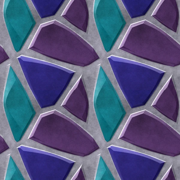Бесшовный узор пола с зелеными, синими и фиолетовыми острыми камнями — стоковое фото