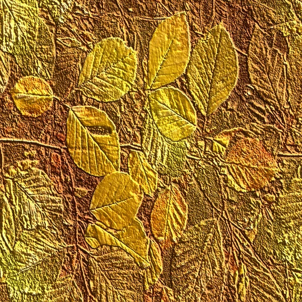 Natural embossed relief background of gold leaves — Stok fotoğraf