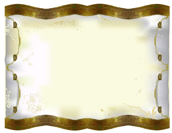 Винтажный поцарапанный бумажный фон с золотыми кромками и цепями — стоковый вектор