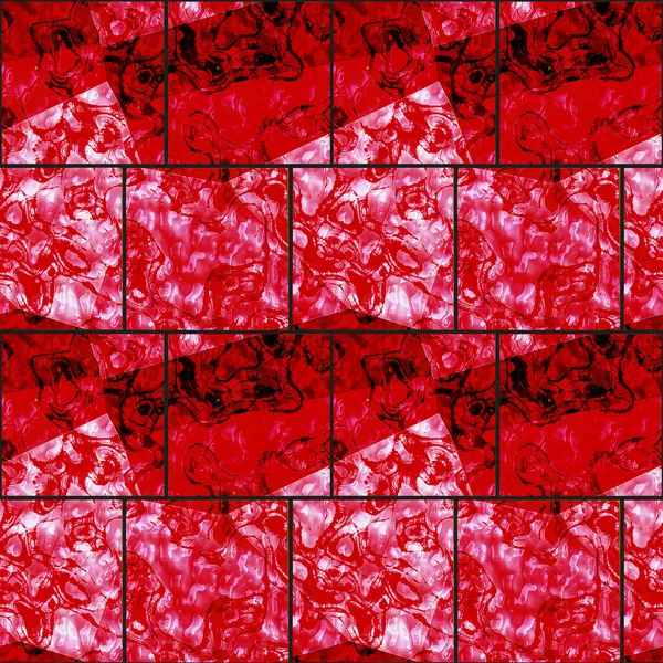 Bezszwowe czerwony, biały i czarny marmurkowaty wzór kwadratów — Zdjęcie stockowe