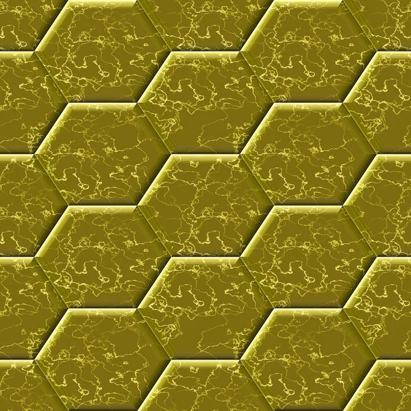 Patrón de oro abstracto sin costuras de hexágonos con estructura de mármol veteado — Foto de Stock