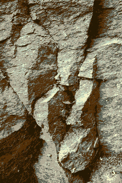 Естественный фон треснувшей рельефно-серой и зеленой структуры породы
