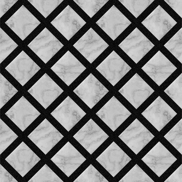 Abstrato sem costura piso marmoreado padrão de quadrados brancos com moldura granulada preta — Fotografia de Stock