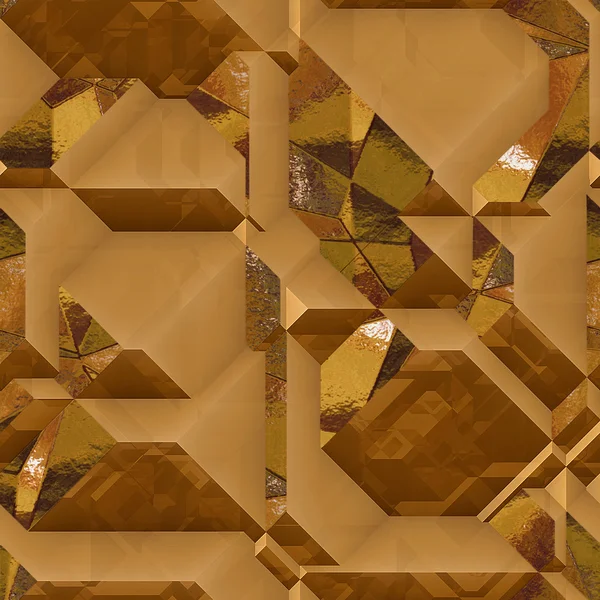 Абстрактный трехмерный металлический фон блоков с золотыми блестящими гранями — стоковое фото