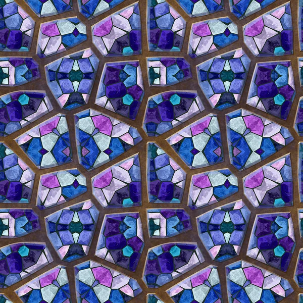 Abstracto patrón de mosaico sin costura suelo de relieve de piedras azules, rosas y blancas —  Fotos de Stock