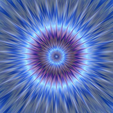 Soyut aydınlatma mavi ve mor dairesel nesneyle bir patlama benzeyen ışınları