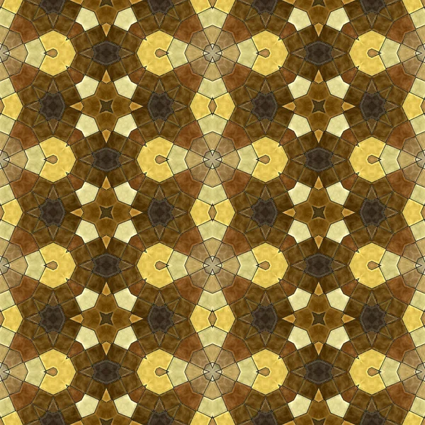 Abstract seamless floor tiled gold, brown and black mosaic pattern — Stock Photo, Image