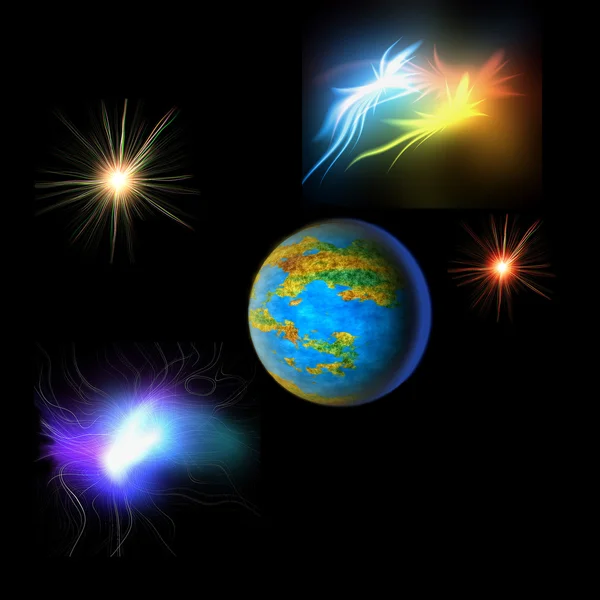 抽象的な惑星、星、彗星、星雲 — ストック写真