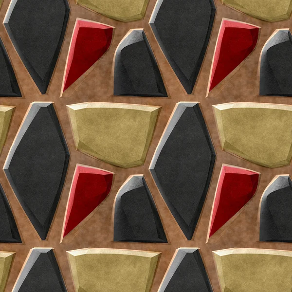 Soyut sorunsuz kabartma zemin desen siyah, altın ve kırmızı taşlar