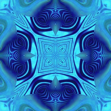 Soyut sürekli değişen mavi model bir mandala benzeyen dalgalı yapısı ile