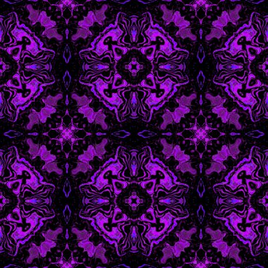 Soyut Dikişsiz sürekli değişen desen Menekşe stilize çiçek ve geometrik şekiller