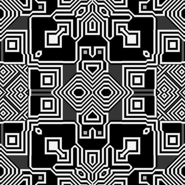 Soyut Dikişsiz siyah beyaz retro sürekli değişen desen geometrik şekiller