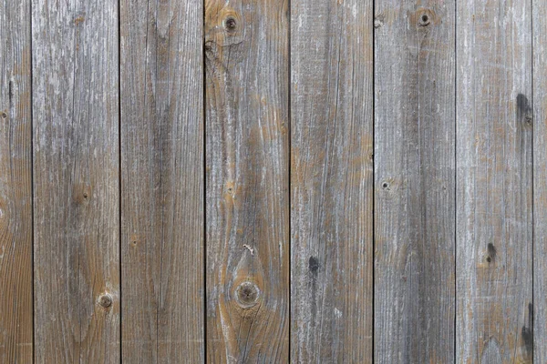 Weathered grey and brown wood wall planks or lumber with pealed of paint, use as background or repeatable texture for a game asset.