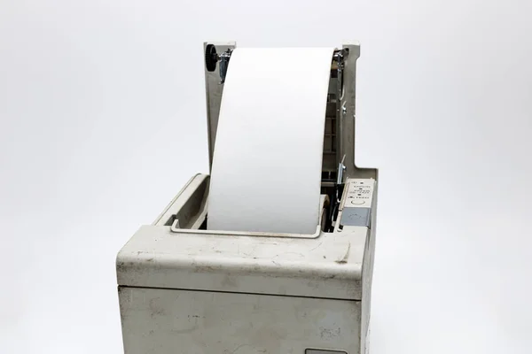 Abra Impressora Recibos Para Trocar Rolo Papel Térmico Antigo Usado — Fotografia de Stock