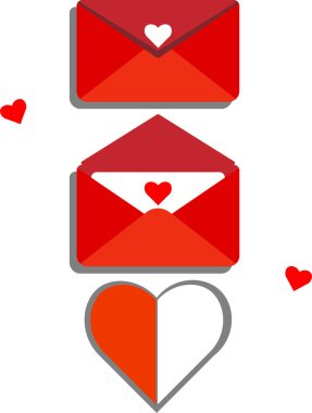 Zarfta aşk ilanı var. Üç eyalet, kapalı bir zarf, açık bir zarf ve sevgililer günü kartı..