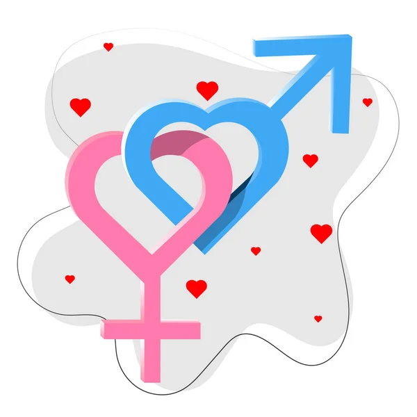 Male Female Sign Gray Background Hearts — Stock Vector