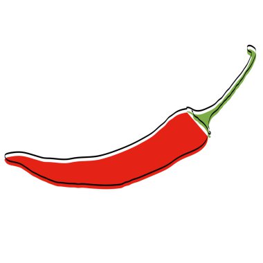 Sebze silueti. Red Hot Chili Pepper. Vektör illüstrasyonu.