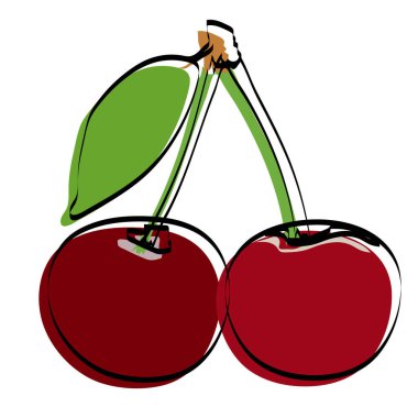 Böğürtlen silueti. Kiraz. Vektör illüstrasyonu.