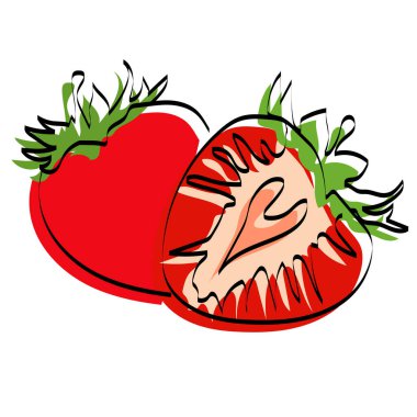 Böğürtlen silueti. Çilekli. Vektör illüstrasyonu.