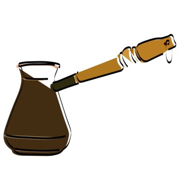 Kahve için Cezve 'nin silueti. Sütlü. Kapuçino. Vektör illüstrasyonu.