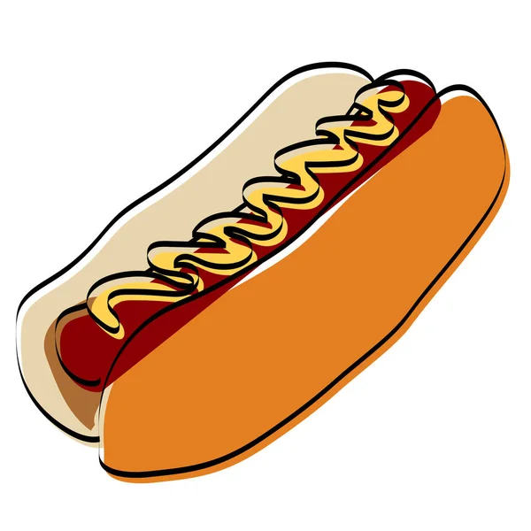 Sosisli sandviçin silueti. Fast food. Vektör illüstrasyonu.