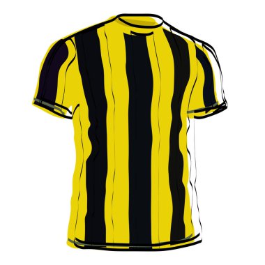 Hakem ve oyuncu tişörtünün silueti. Futbolun özellikleri. Vektör illüstrasyonu.