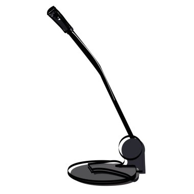 Beyaz arkaplanda münazara kupası için mikrofon.